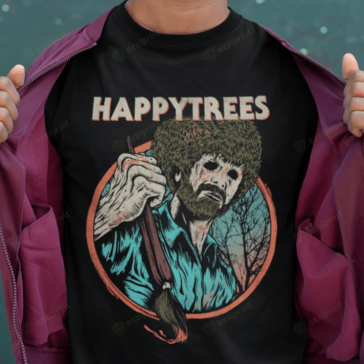 Happytrees Bob Ross Michael Myers Mashup T-shirt