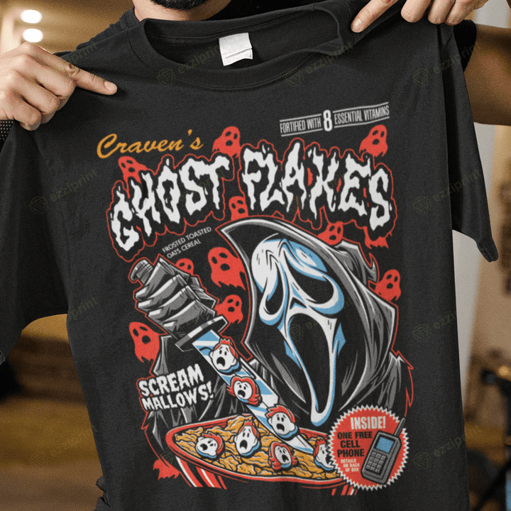 Ghost Flakes Cereal Ghostface The Scream Horror Mashup T-Shirt