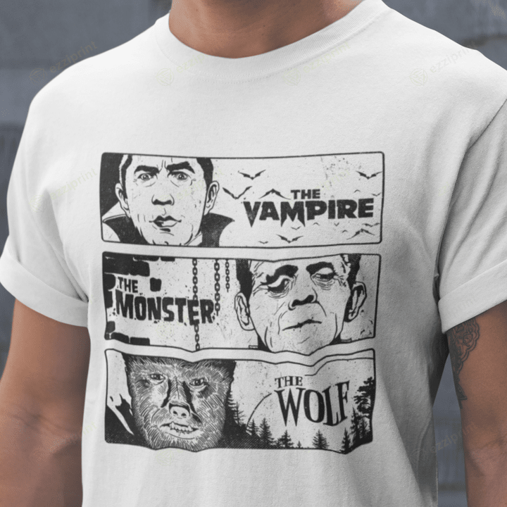 Vampire. Monster. Wolf The Good the Bad and the Ugly Horror Characters T-Shirt
