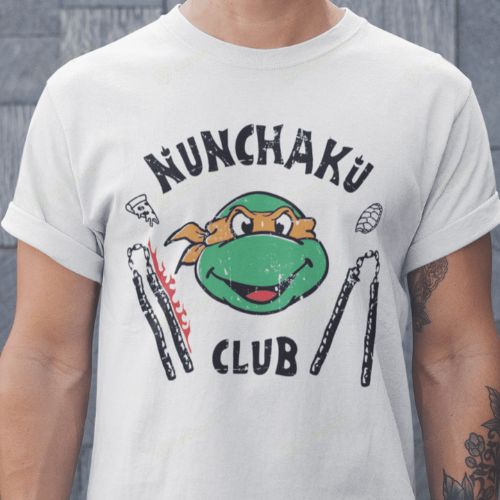 Nunchaku Club Hellfire Club Michelangelo Teenage Mutant Ninja Turtles Mashup T-Shirt