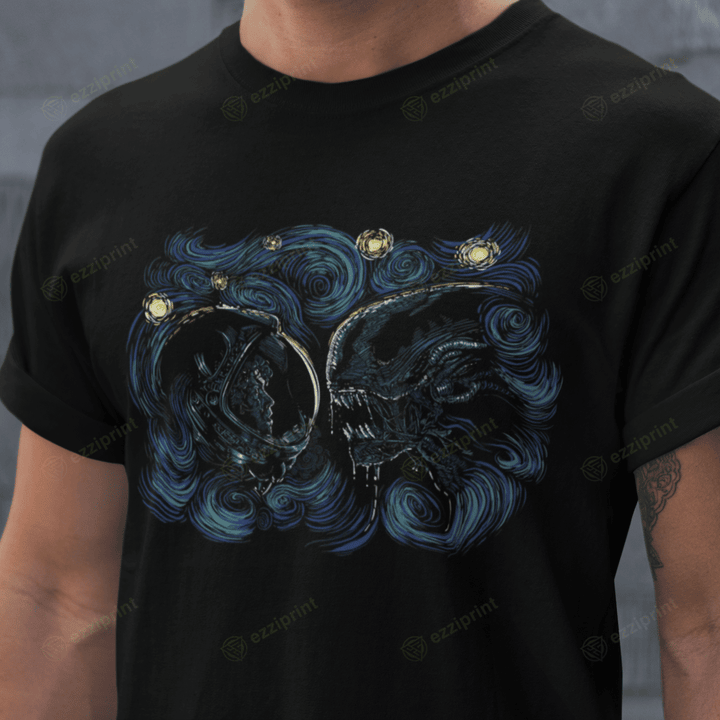 Starry Alien Starry Night Alien Mashup T-Shirt