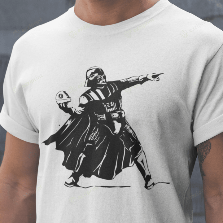 DS Throw Banksy’s Flower Chucker Darth Vader throw Death Star Mashup T-Shirt
