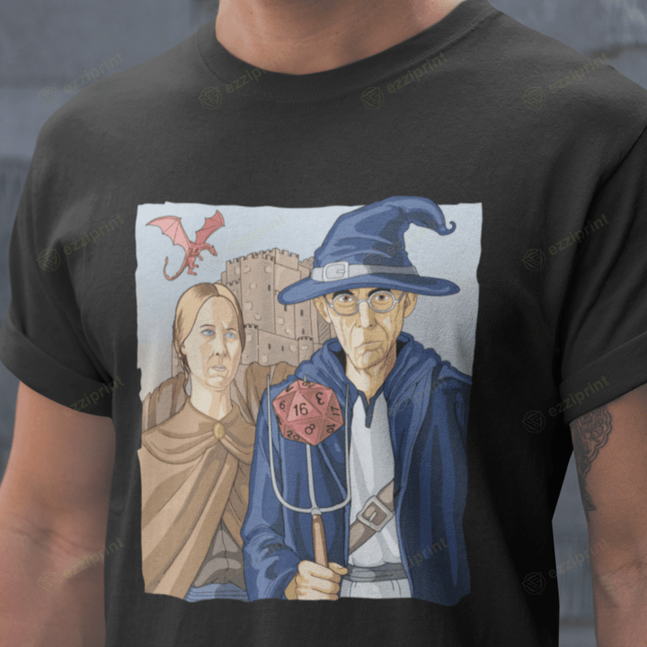 Dice-gothic Dungeons & Dragons American Gothic Mashup T-Shirt
