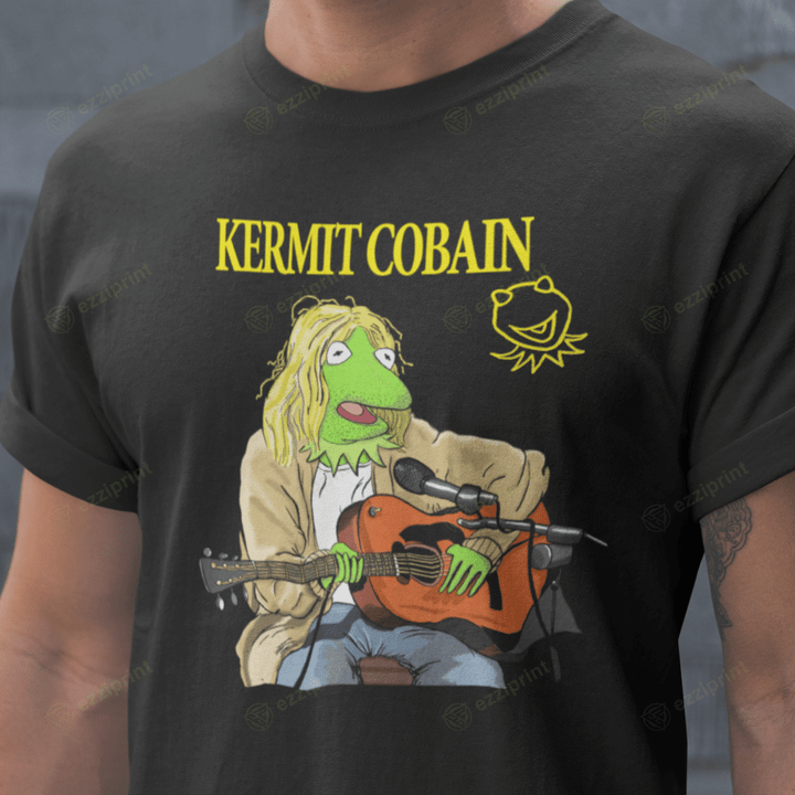 Kermit Cobain Kurt Cobain Kermit the Frog Muppet Mashup T-Shirt