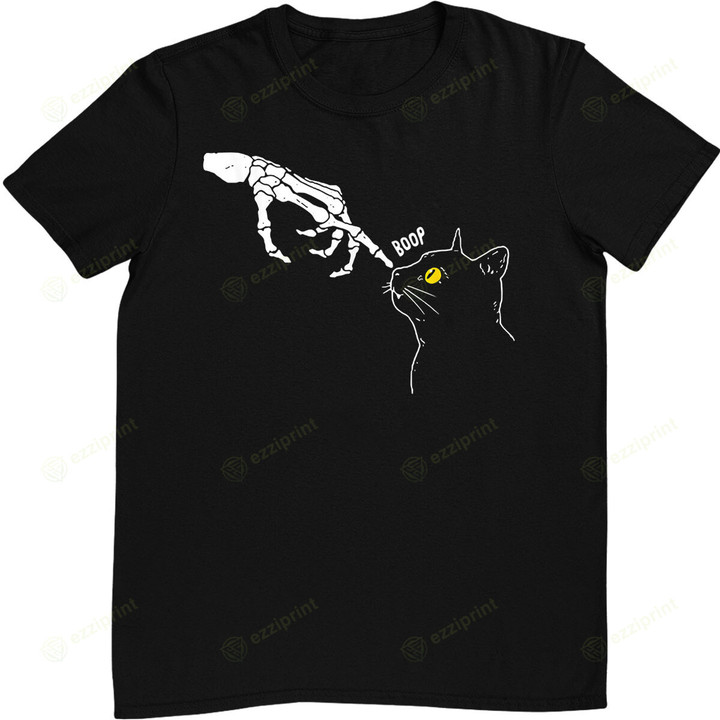 Cat Black Lover Skeleton Hand Boop Funny Halloween 2022 T-Shirt