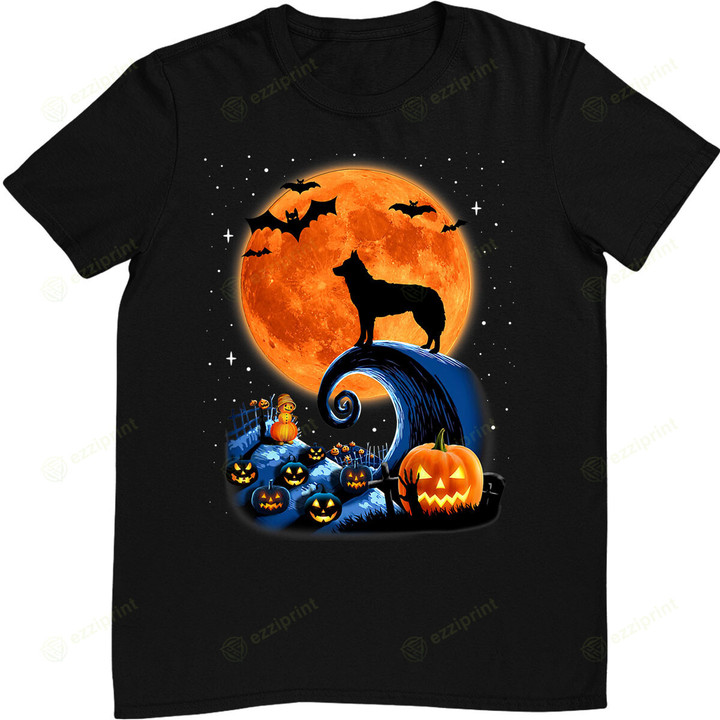 Cute Husky Pumpkin Moon Halloween Horror Dogs Lover Costumes T-Shirt