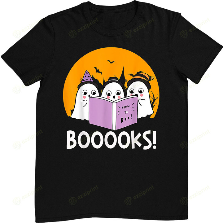 Funny Halloween Booooks! Cute Ghost Reading Library Books T-Shirt