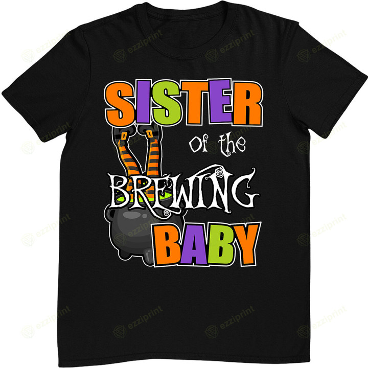 Sister of Brewing Baby Halloween Theme Baby Shower Spooky T-Shirt
