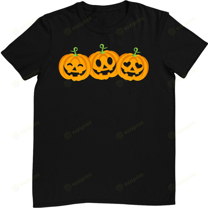 Three halloween pumpkins Jack o Lantern faces T-Shirt