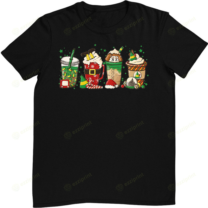 Christmas Coffee Peppermint Iced Latte Snowmen Hot Cocoa T-Shirt