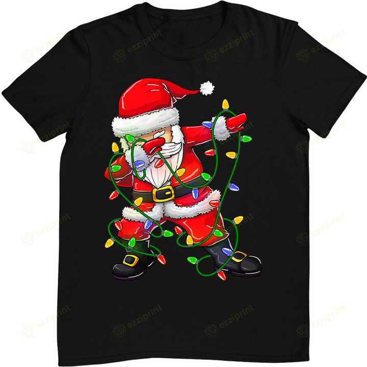 Dabbing Santa Christmas Tree Lights T-Shirt