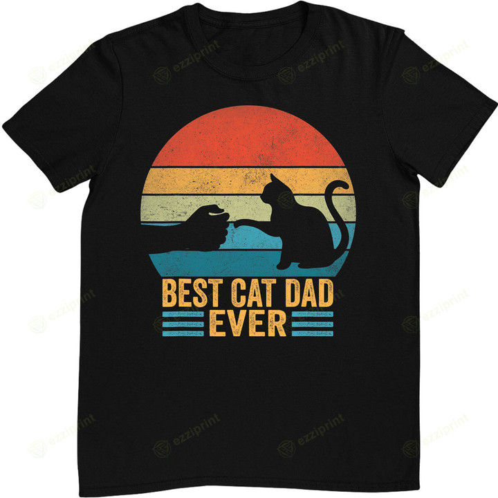Best Cat Dad Ever Vintage Funny Cat Daddy Fathers Day 2022 T-Shirt