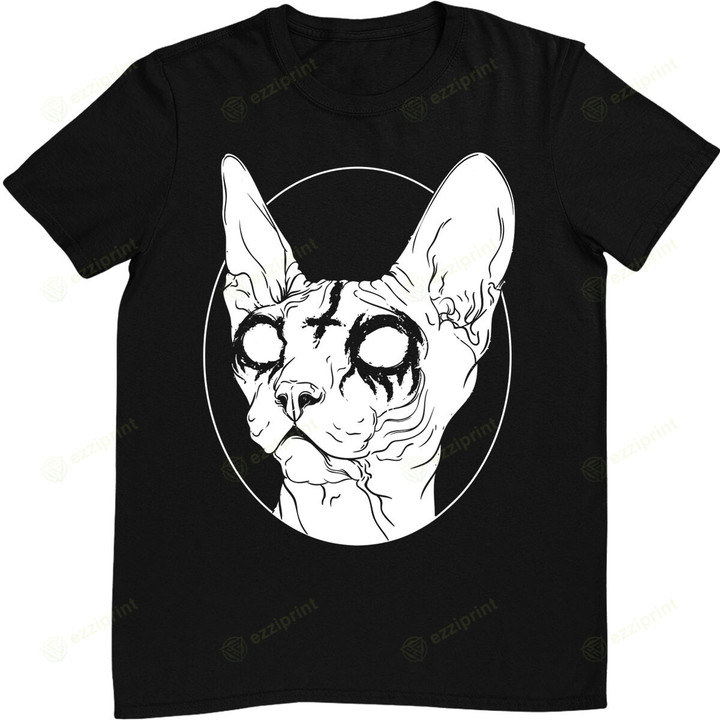 Black Metal Sphynx Cat I Goth and Death Metal T-Shirt