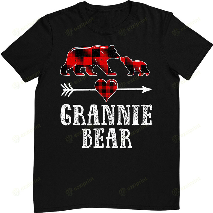 Grannie Bear Shirt, Christmas Grandma Bear Plaid T-Shirt