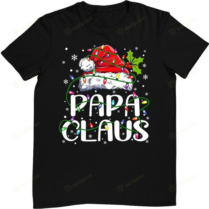 Mens Papa Claus Shirt Christmas Lights Pajama Family Matching T-Shirt