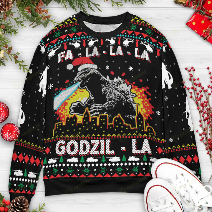 Fa La La La Godzil-la Godzilla Sweater
