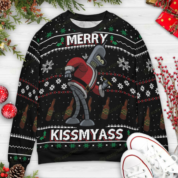 Merry Kissmyass Santa Bender Futurama Sweater