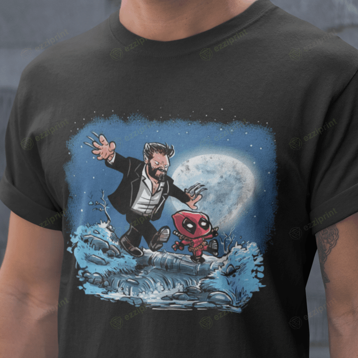 Logan and DP Calvin and Hobbes Wolverine Deadpool T-Shirt