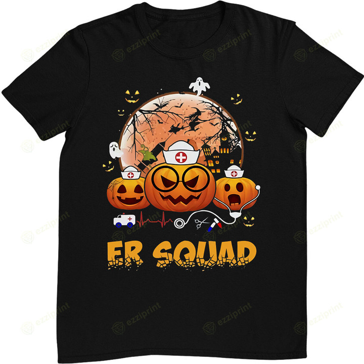 Happy Halloween ER Squad Funny Pumpkin Nurse T-Shirt