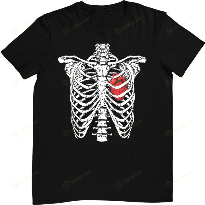 Heart and Ribcage Nurse Funny Skeleton Halloween costume T-Shirt