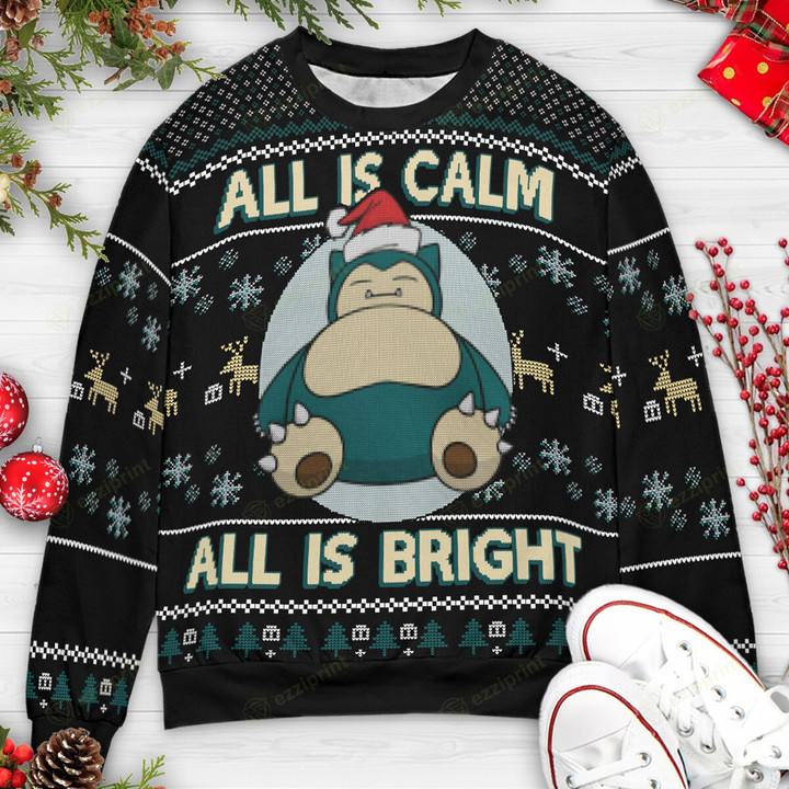 All is calm All is Bright Snorlax Pokemon Sweater