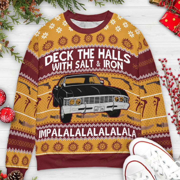 Deck the halls with salt and iron impala Supernatural Sweater