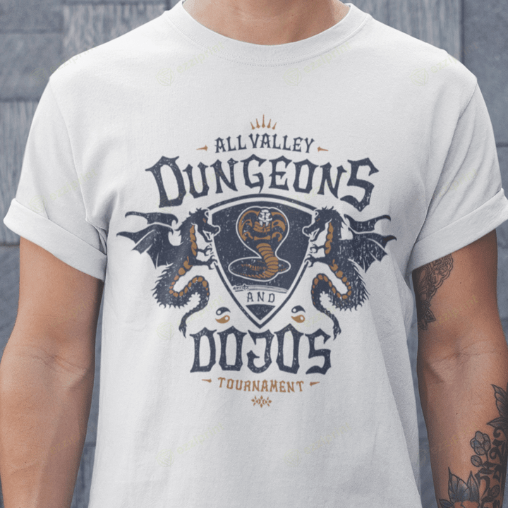 Dungeons Dojos All Valley Dungeons Cobra Kai Dojos Tournament Mashup T-Shirt