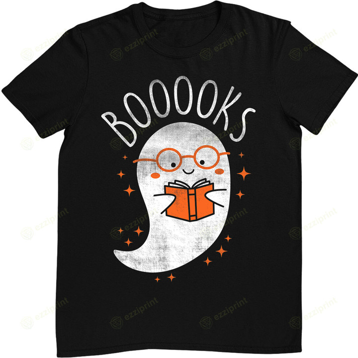 Cute Ghost Book Reading Halloween Teacher Top T-Shirt