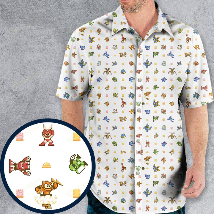 Mega Man Pattern Hawaiian Shirt