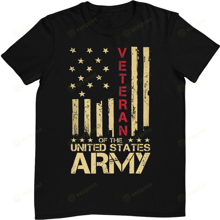 Patriotic U.S Army Veteran Red Line American Flag Vintage T-Shirt