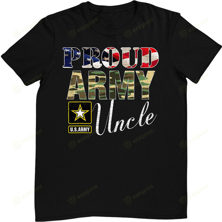 Proud Army Uncle With American Flag Gift For Veteran Day T-Shirt