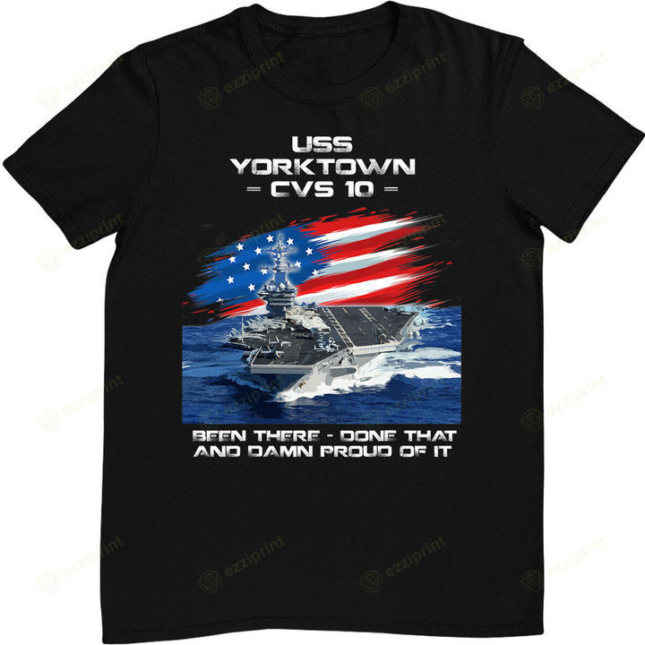 USS Yorktown CVS-10 Aircraft Carrier Veteran USA Flag Xmas T-Shirt