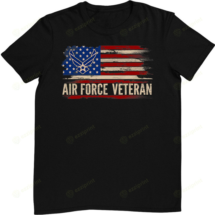Vintage Air Force Veteran American Flag Veteran Gift T-Shirt