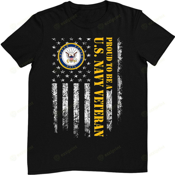 Vintage American Flag Proud To Be A US Navy Military Veteran T-Shirt