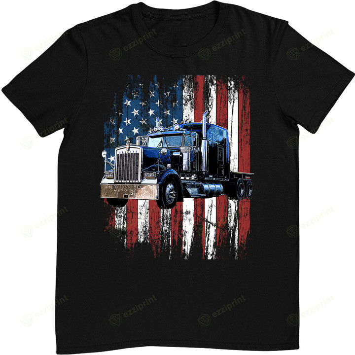 Trucker American Flag Truck Driver Gift T-Shirt