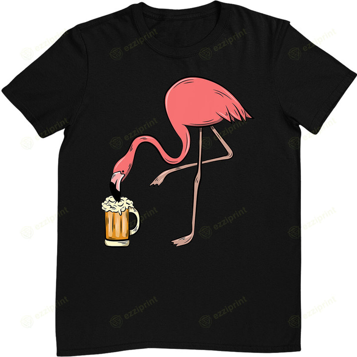 Flamingo Drinking Beer - Funny Pink Flamingo T-Shirt