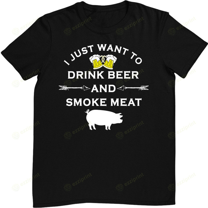 Funny BBQ Shirt Drink Beer Smoke Meat T-Shirt