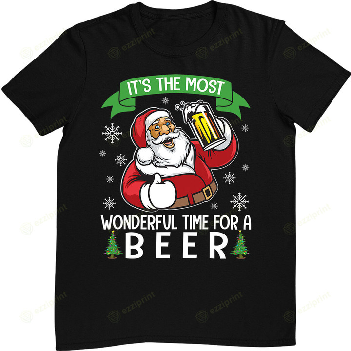 Santa Drinking Beer It's The Most Wonderful Time For A Beer T-Shirt