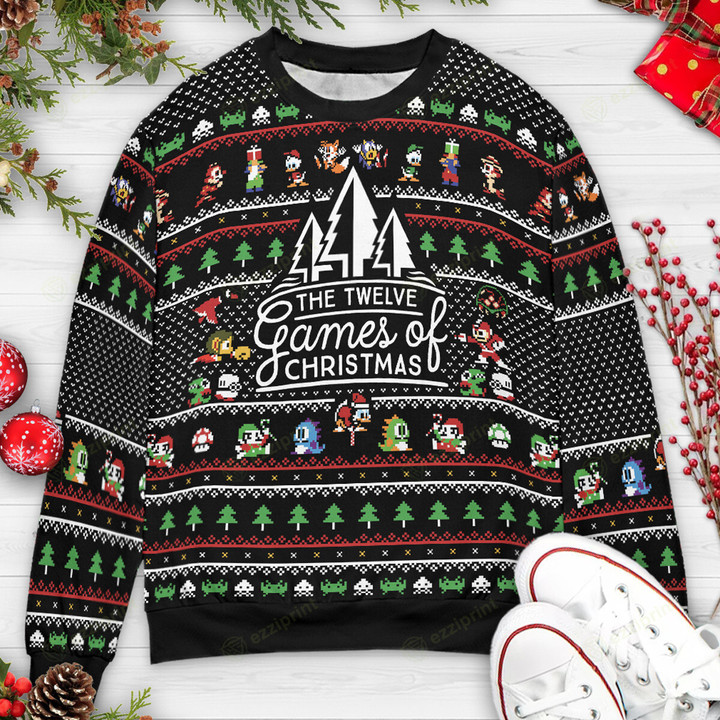 Twelve Games Of Christmas Nintendo Ugly Sweater