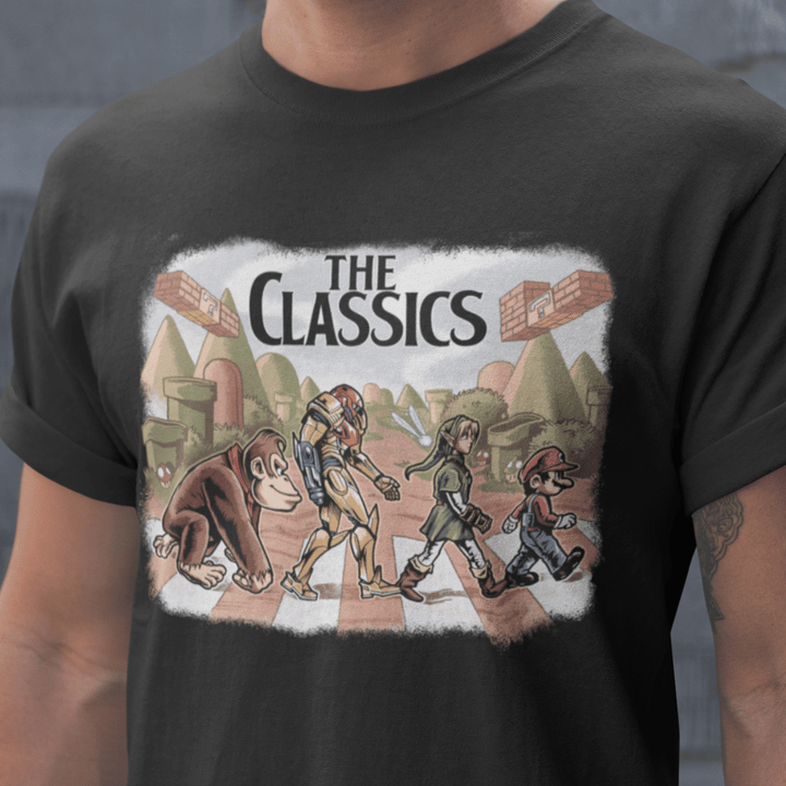 The Classics Abbey Road The Beatles Nintendo Game Characters Mashup T-Shirt