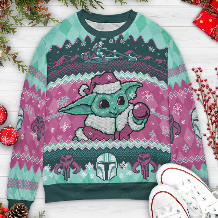 Bountiful Christmas Cute Baby Yoda Bounty Hunter Sweater