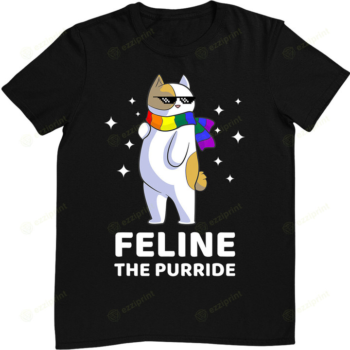 Feline The Purride LGBT Gay Pride Cat T-Shirt