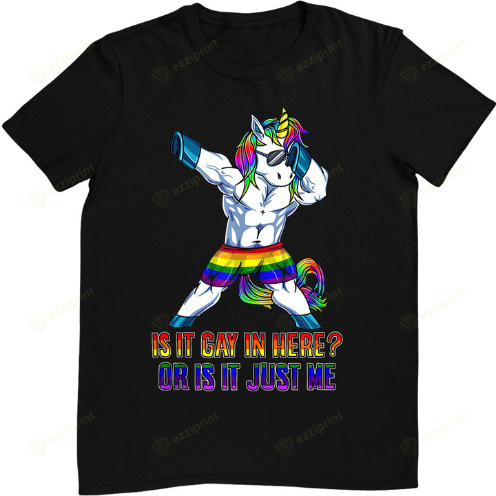 Gay In Here Just Me LGBT Lesbian Unicorn Christmas Gift T-Shirt