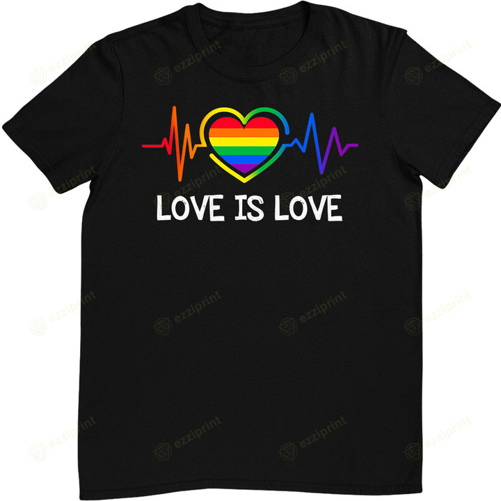 LGBT Gay Pride Heartbeat Lesbian Gays Love Sexy Rainbow T-Shirt