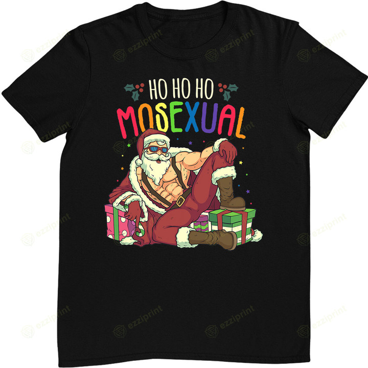 Mens Ho Ho Ho Mosexual Gay Santa LGBT Pun Gay Pride Christmas T-Shirt