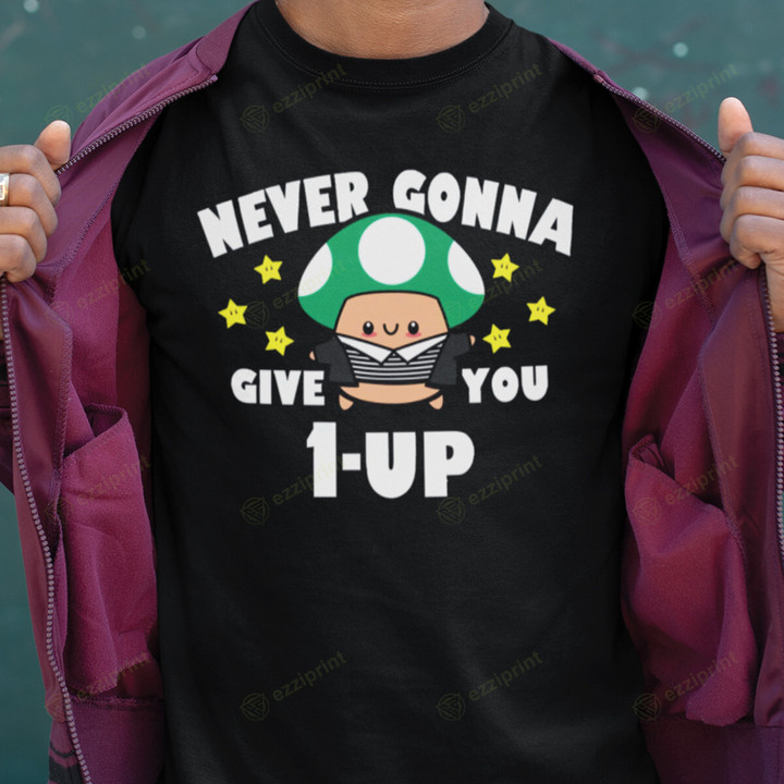 Never Gonna Give You 1-Up Rick Astley Never Gonna Give You Up Super Mario Bros Mashup T-Shirt