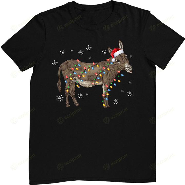 Donkey Christmas Lights Santa Xmas T-Shirt