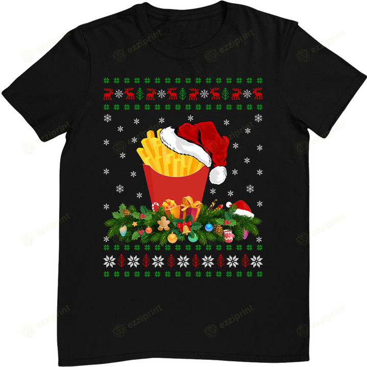 French Fries Lover Xmas Santa Ugly French Fries Christmas T-Shirt
