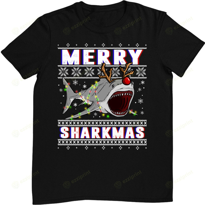 Funny Sharkmas Shark Ugly Christmas T-Shirt