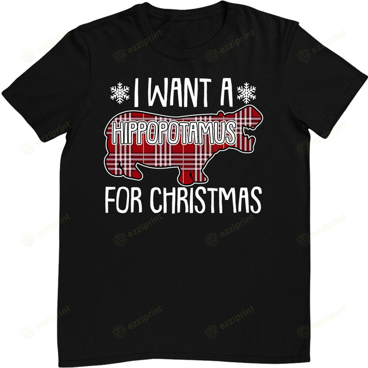 I Want A Hippopotamus For Christmas Plaid X-Mas T-Shirt